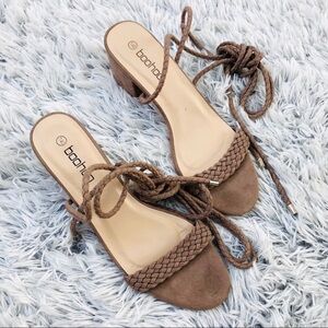 BooHoo Braided Ankle Strap Heels Sandals